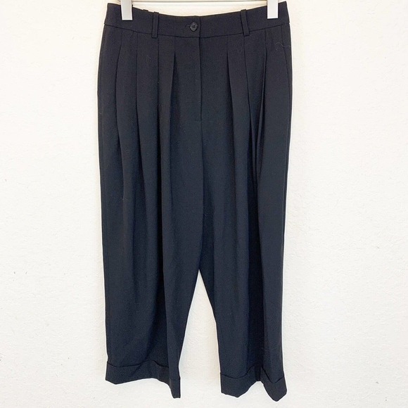 Michael Kors Collection Womens Size 6 Black Pleat Front Pants Made In Italy - Picture 1 of 4